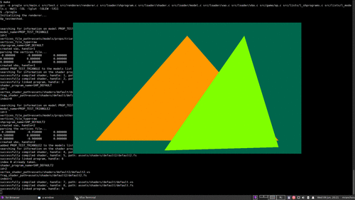 A green and an orange triangle.